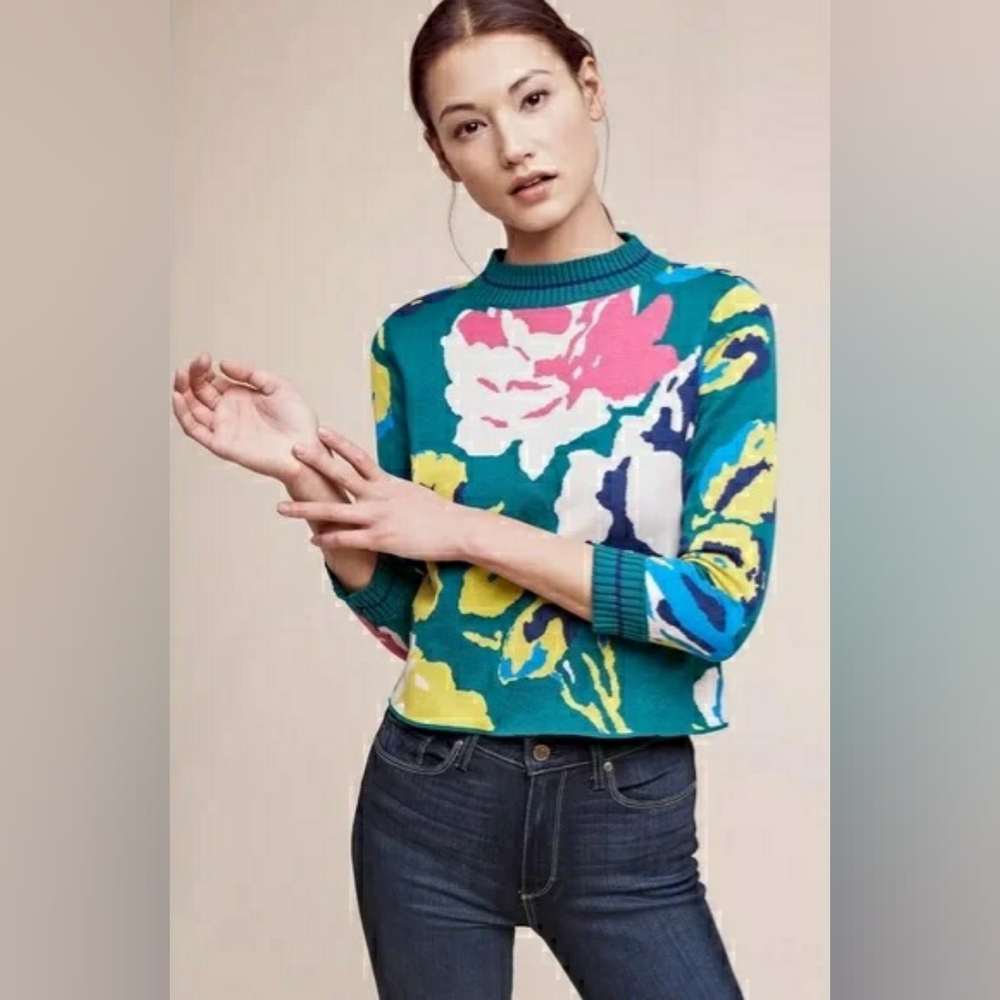 Anthropologie Floral Sweater - Multicolor - Size: M.